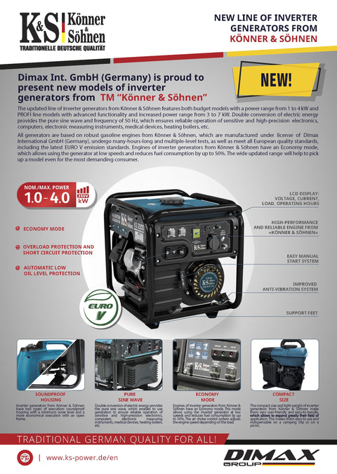 New line of inverter generators from ТМ “Könner & Söhnen” 2019