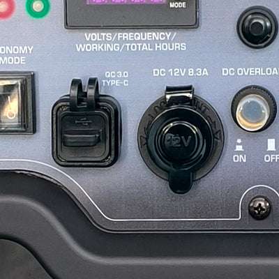 12V-aansluiting en USB-uitgangen