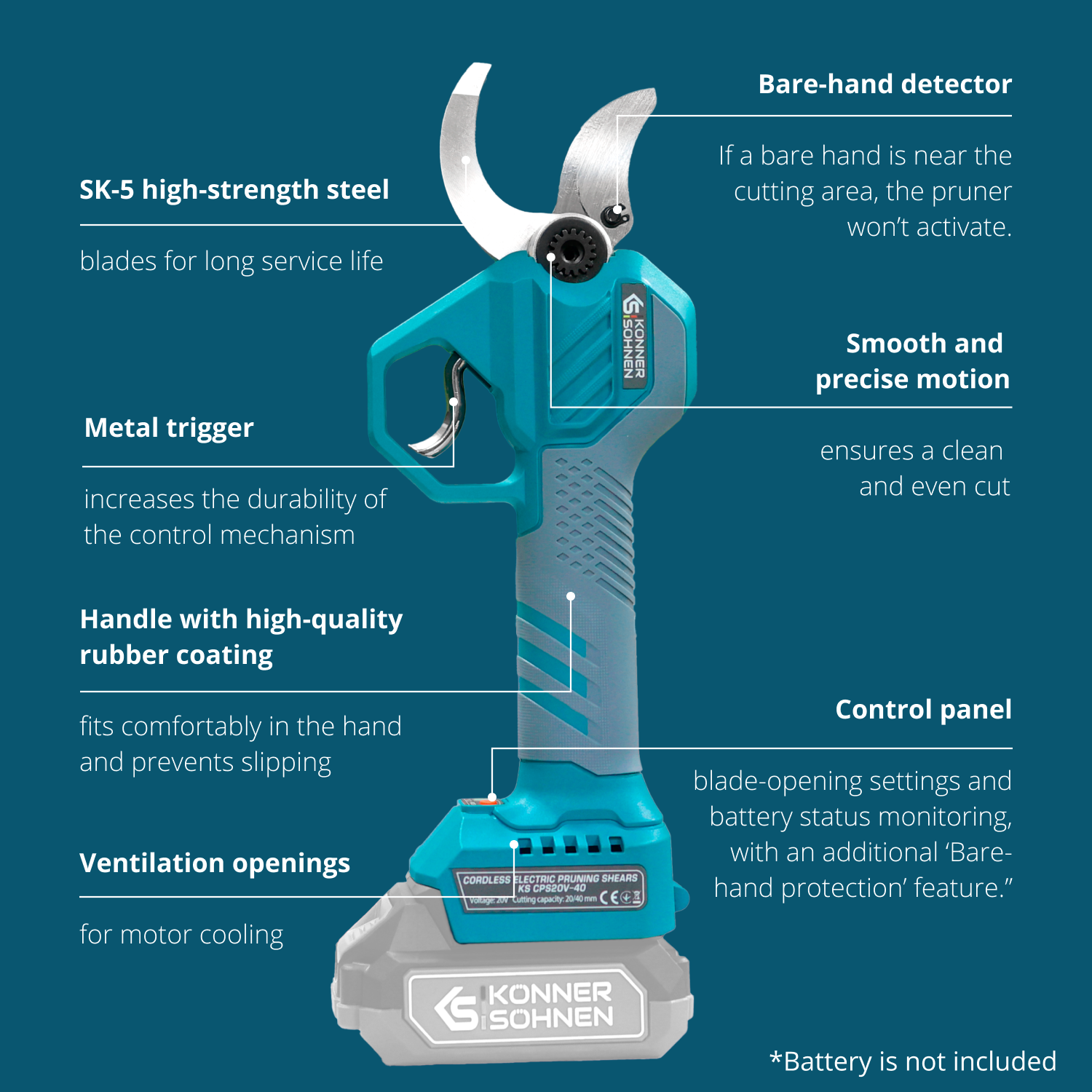 Bežične električne makaze za orezivanje KS CPS20V-40