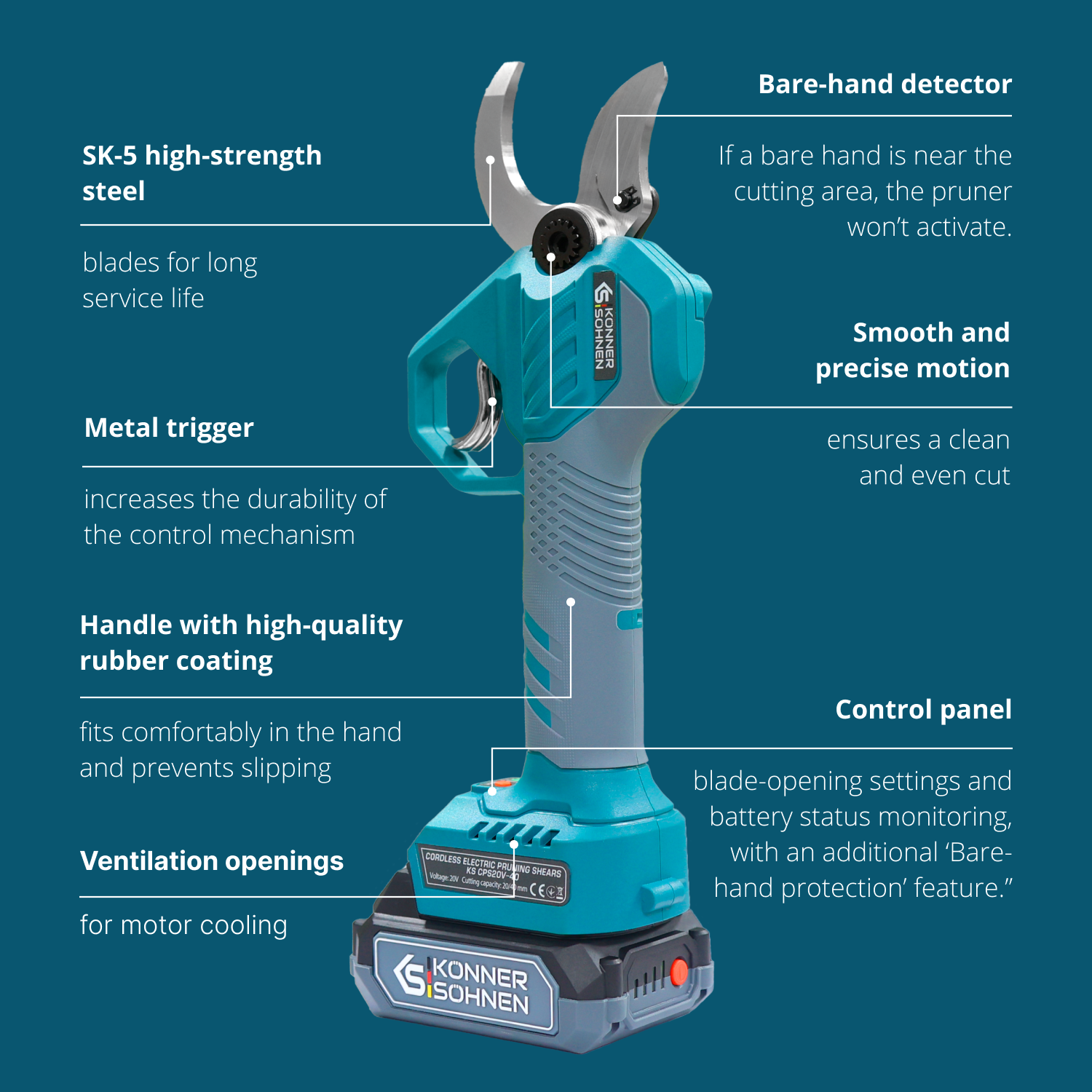 Sladdlös Elektrisk Beskärningssax KS CPS20V-40 Case