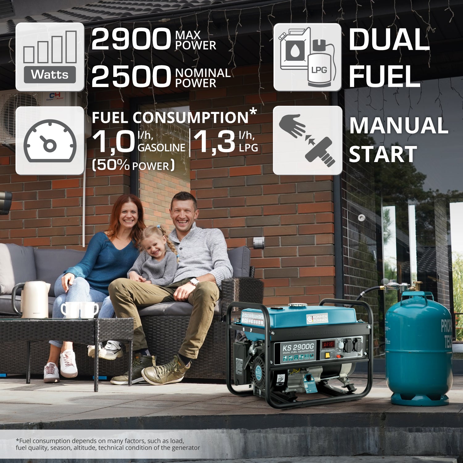 LPG/Gasoline Generator "Könner & Söhnen" KS 2900G