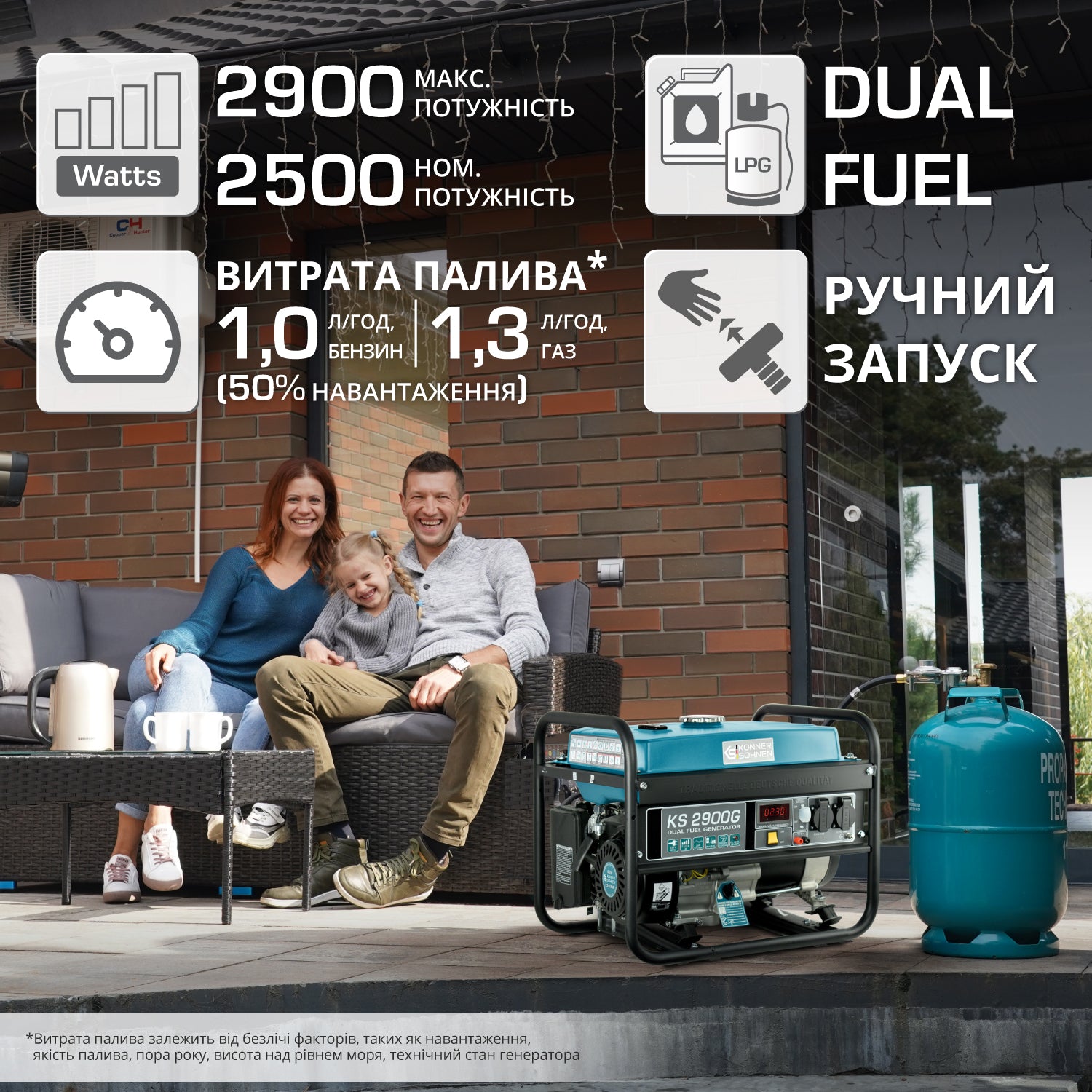 Генератор LPG/Бензин «Könner & Söhnen» KS 2900G
