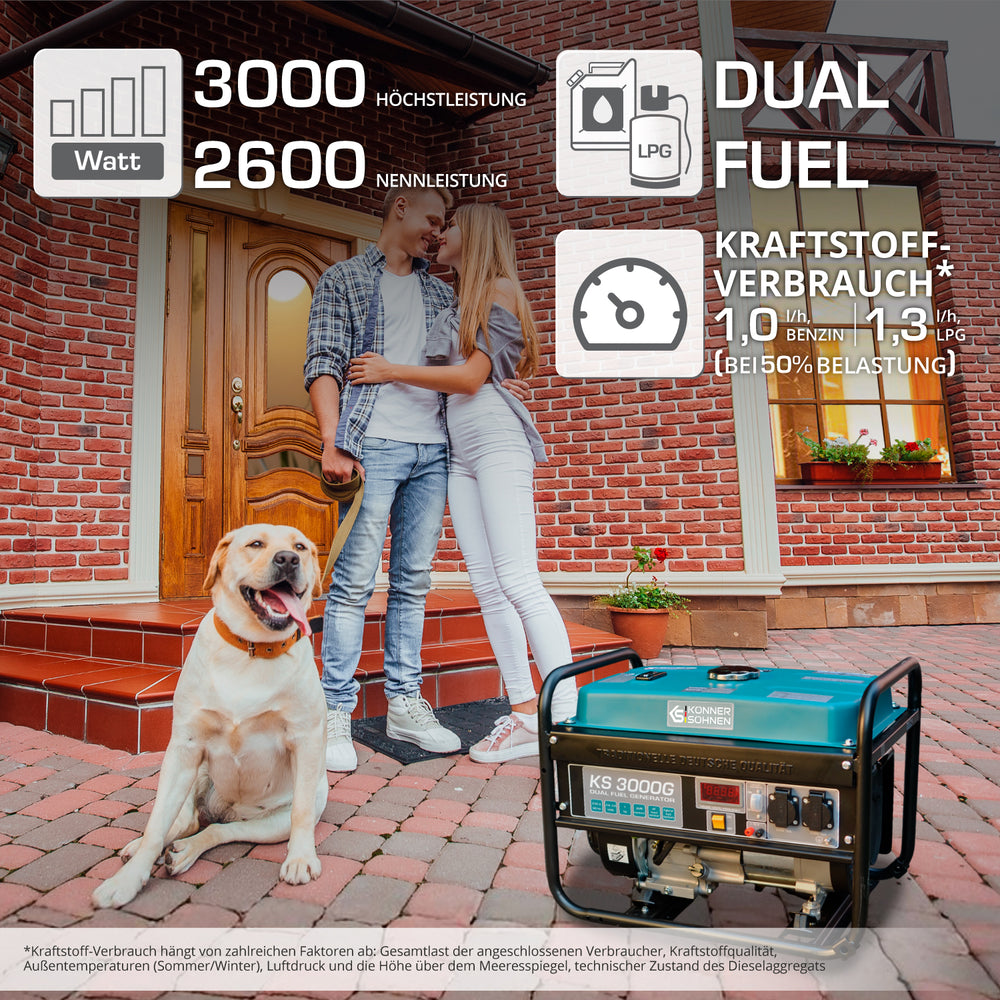 LPG/Benzin-Generator "Könner & Söhnen" KS 3000G