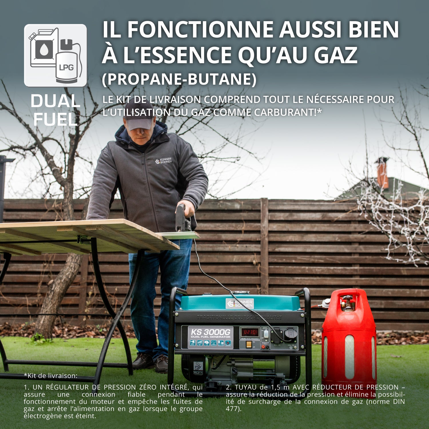 Groupe électrogène à essence/gaz "Könner & Söhnen" KS 3000G