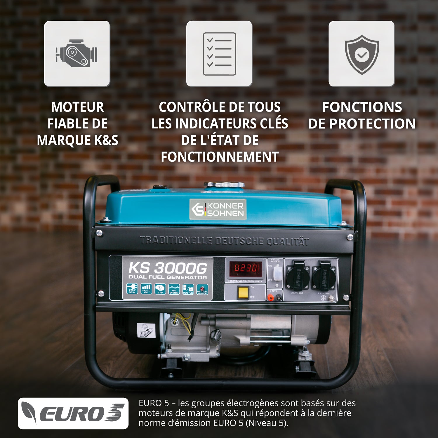 Groupe électrogène à essence/gaz "Könner & Söhnen" KS 3000G