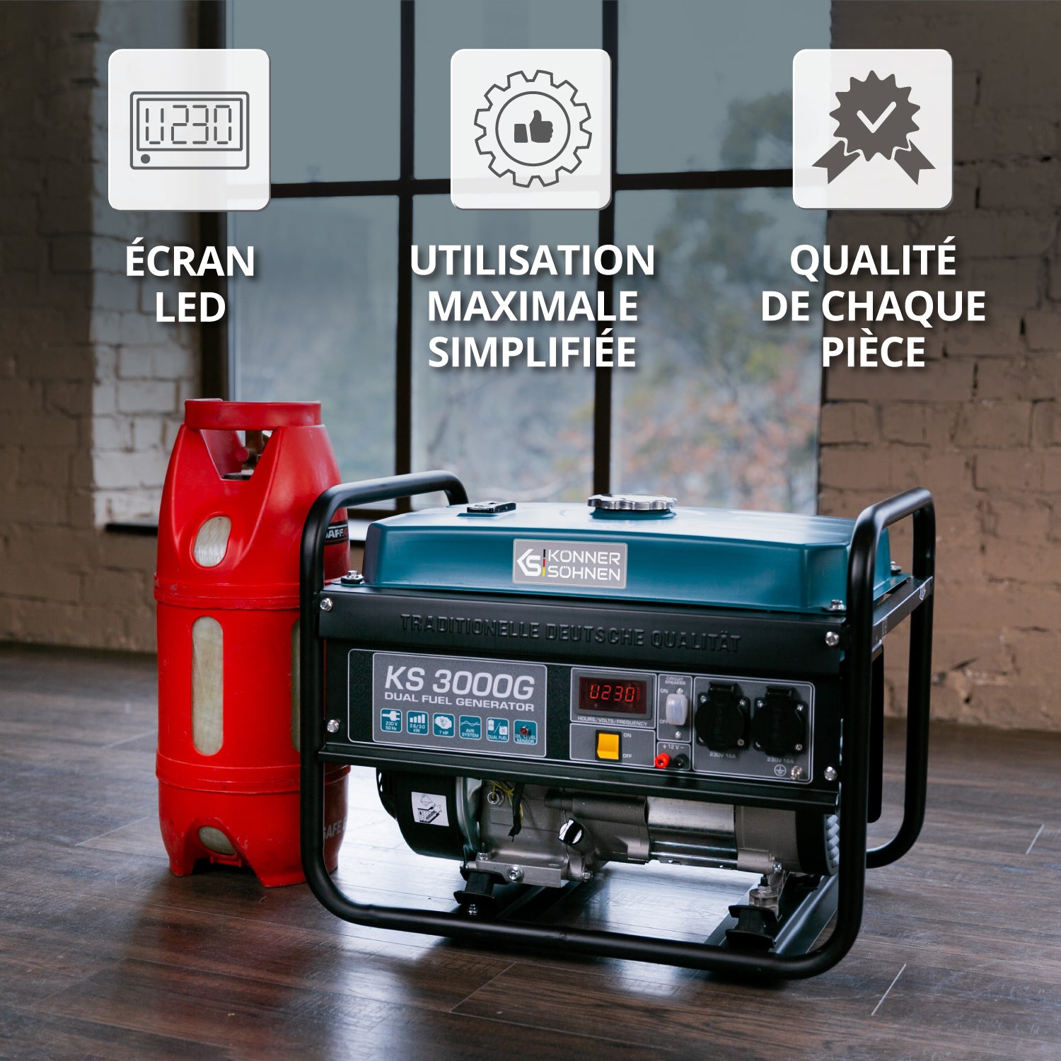 Groupe électrogène à essence/gaz "Könner & Söhnen" KS 3000G
