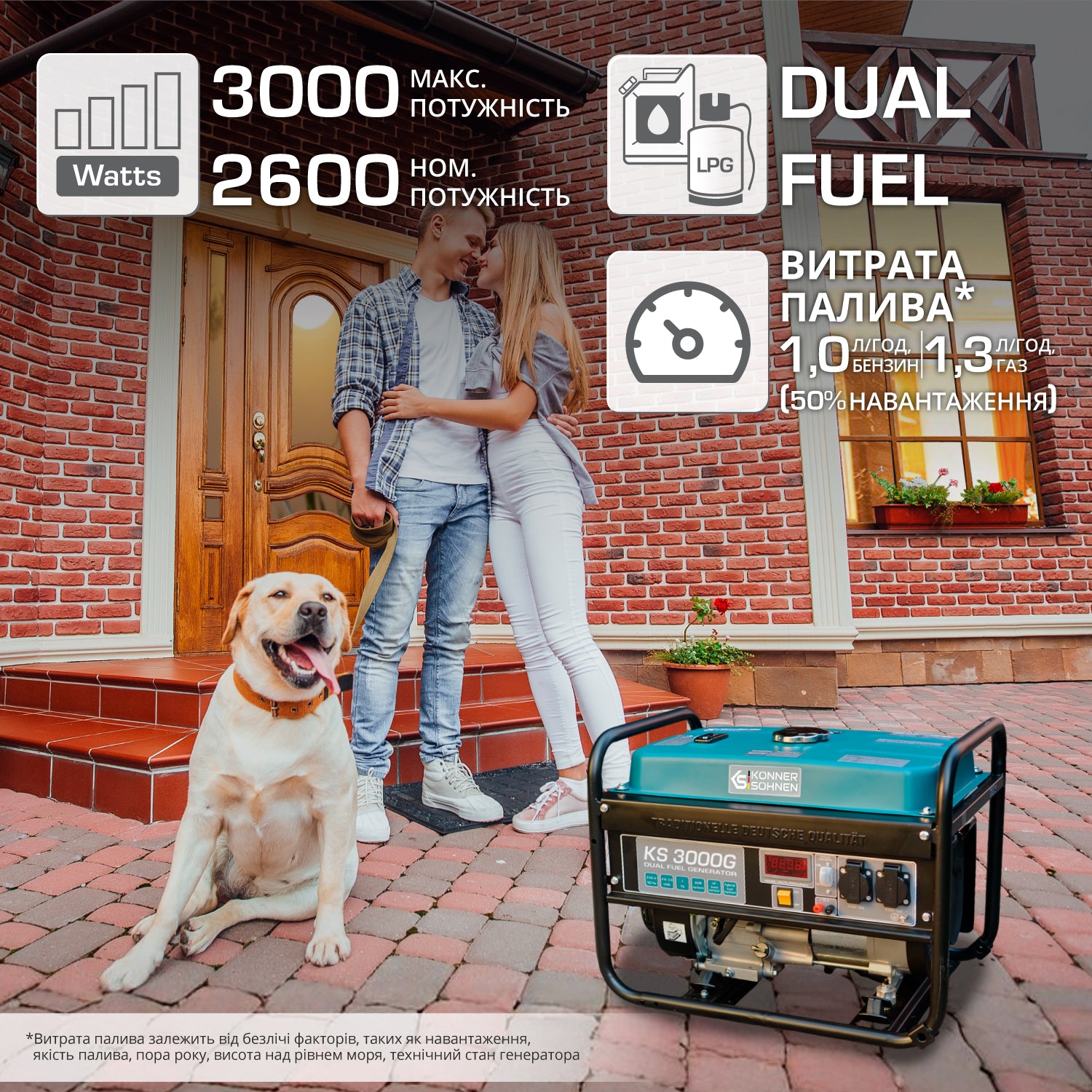 Генератор LPG/Бензин «Könner & Söhnen» KS 3000G