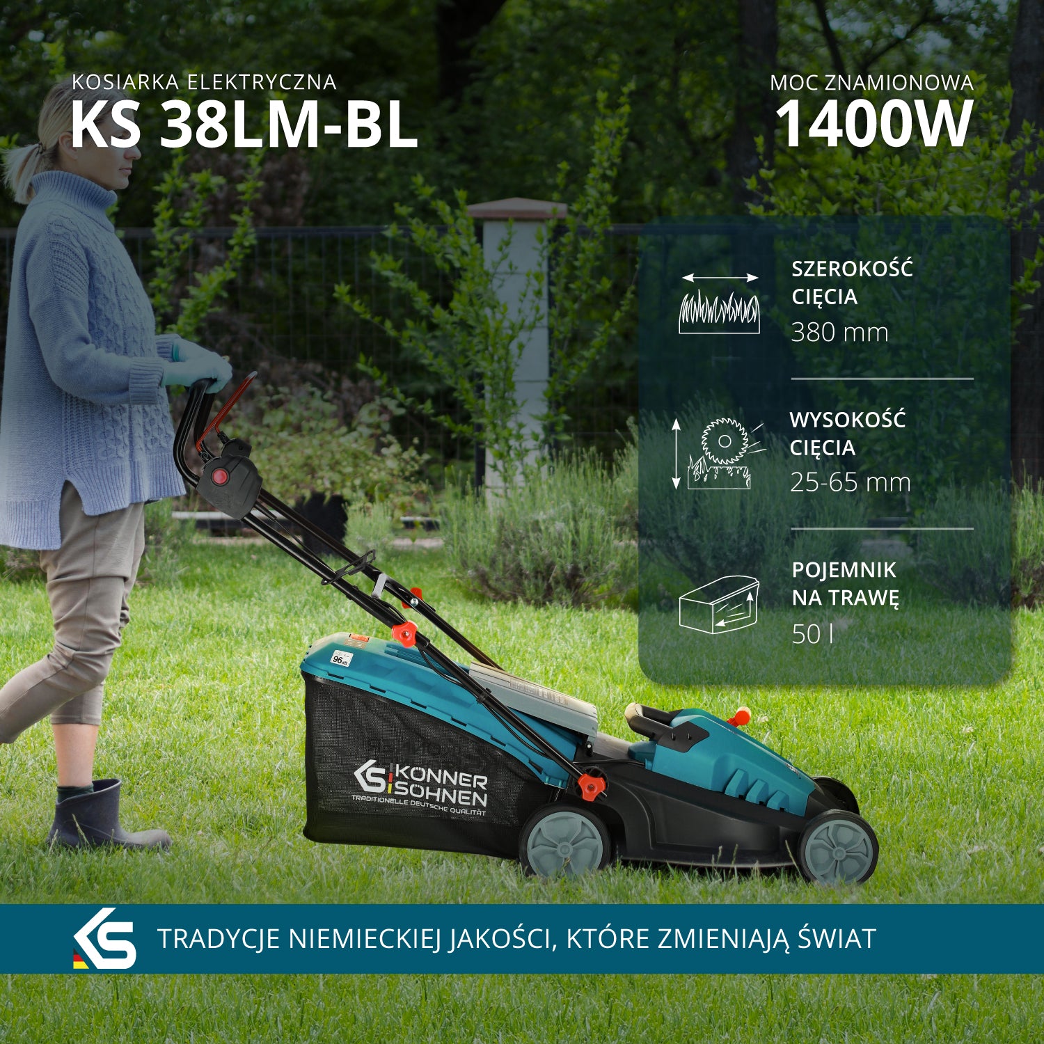 Elektryczna kosiarka do trawy KS 38LM-BL