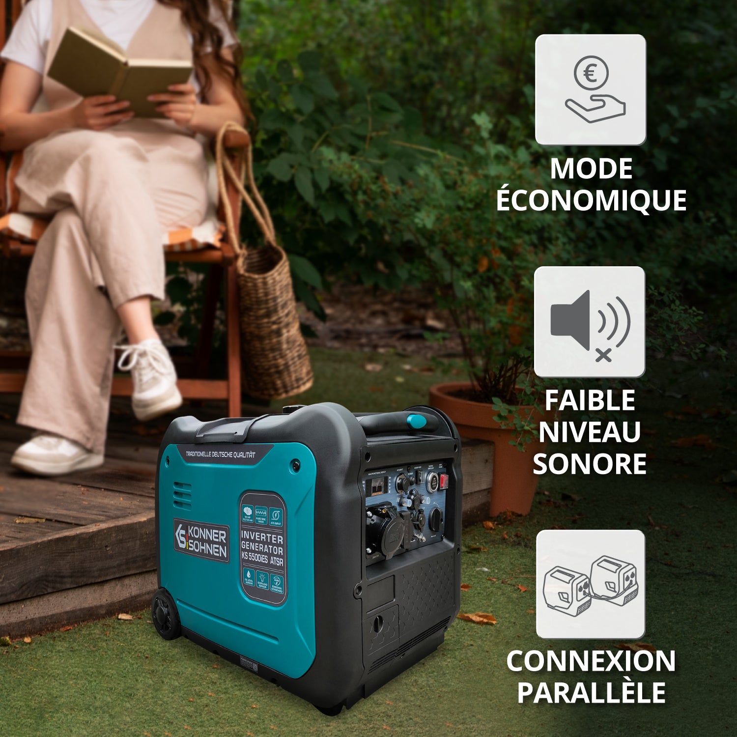 Groupe électrogène-onduleur dans la boîte anti-bruit KS 5500iES ATSR