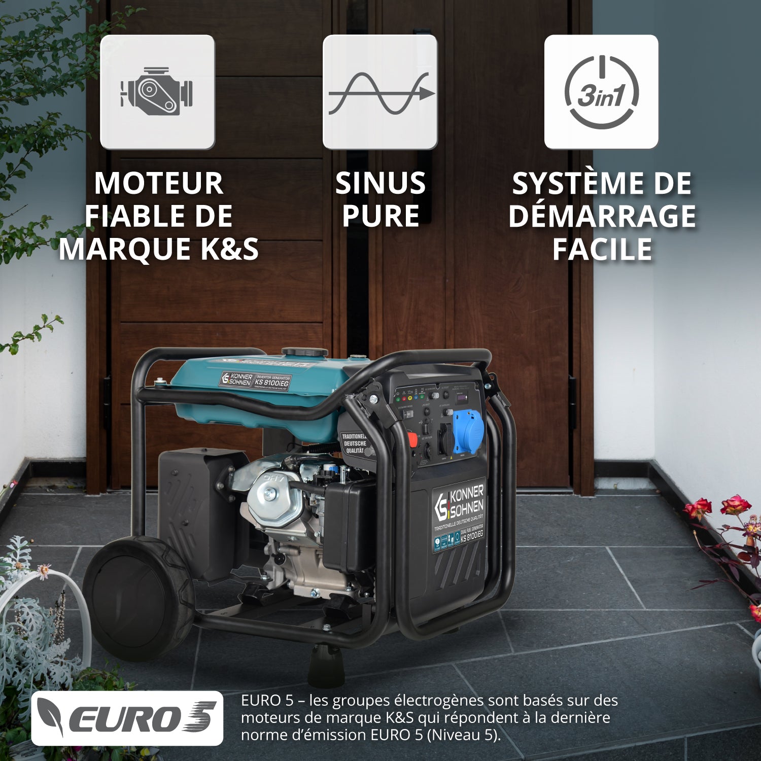 Groupe électrogène à essence-gaz de type inverter KS 8100iEG