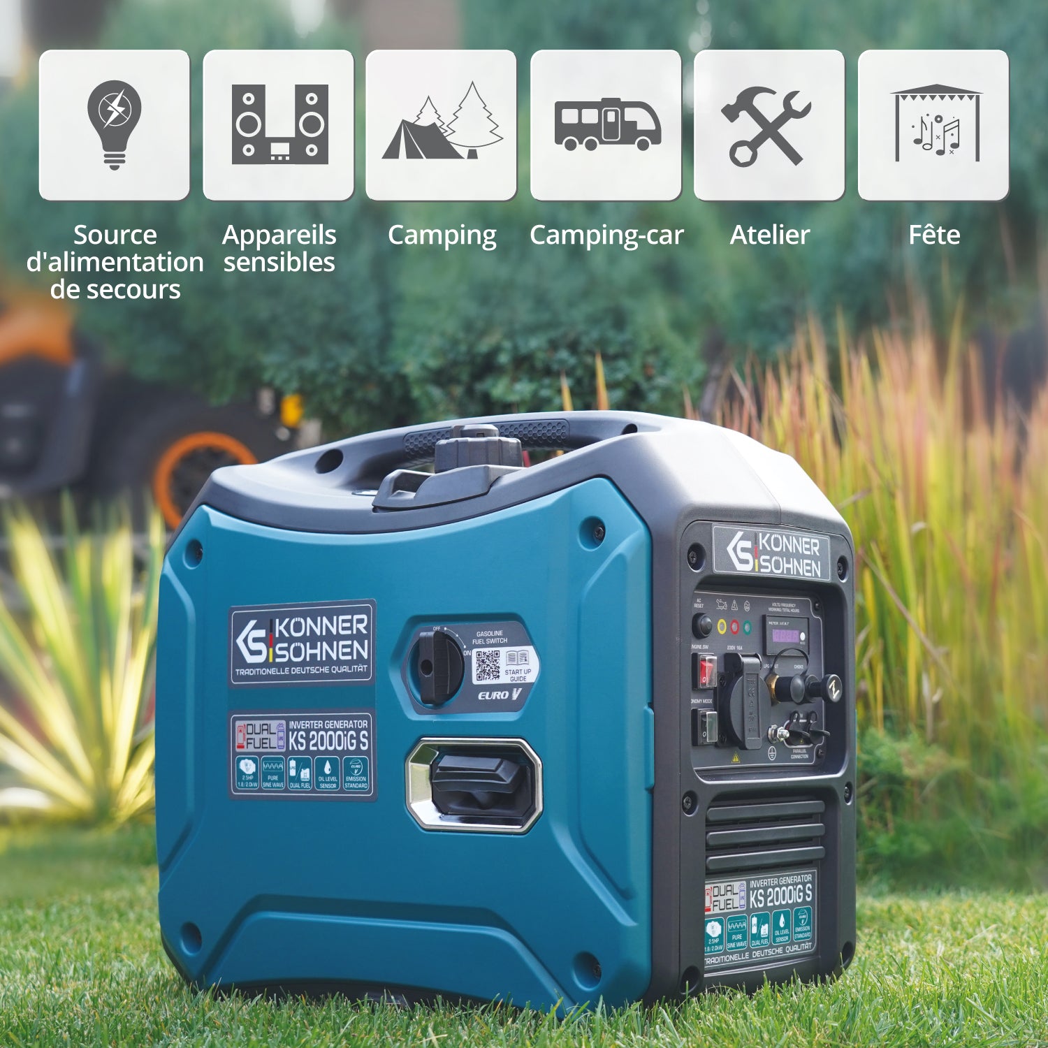 Groupe électrogène à essence-gaz de type inverter KS 2000iG S