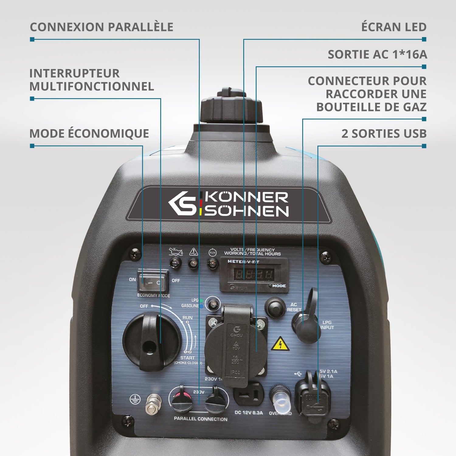 Groupe électrogène à essence-gaz de type inverter KS 2100iG S