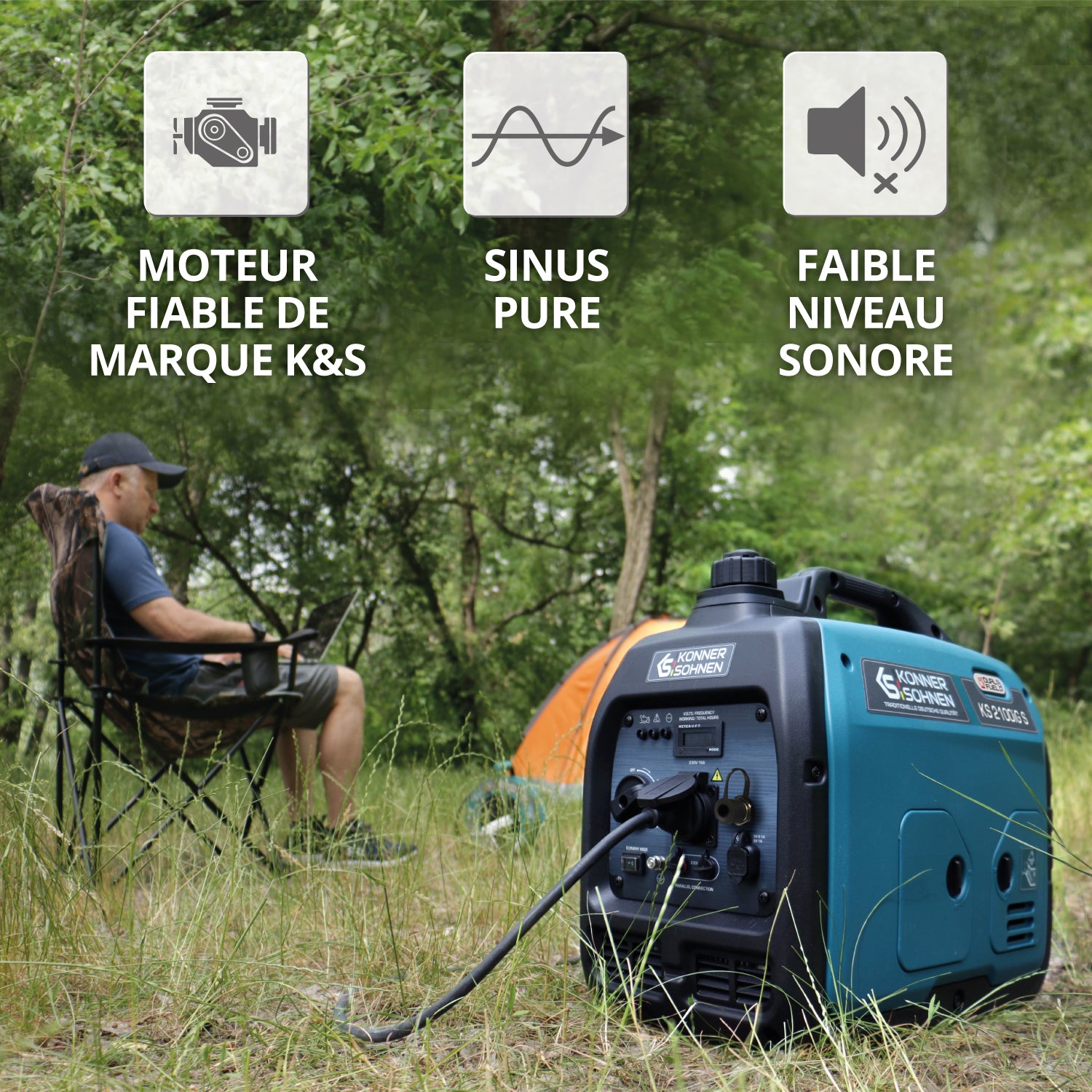 Groupe électrogène à essence-gaz de type inverter KS 2100iG S