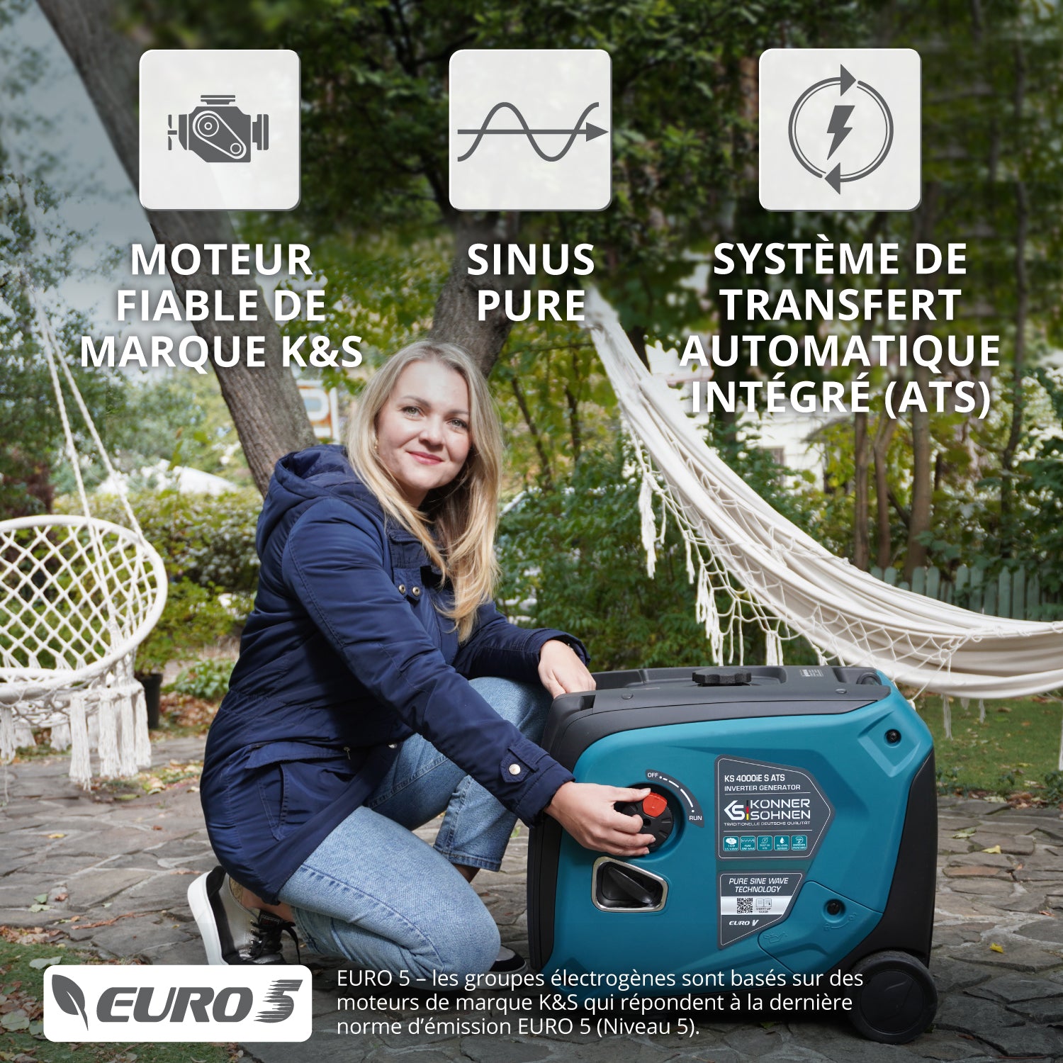 Groupe électrogène-onduleur dans la boîte anti-bruit KS 4000iE S ATS Version 2