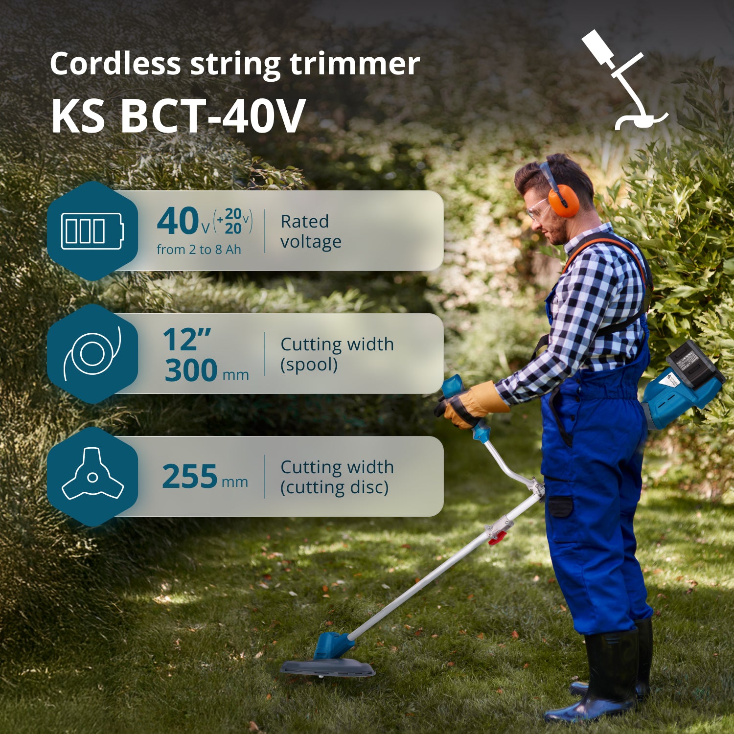 Ledningsfri buskrydder & græstrimmer KS BCT-40V
