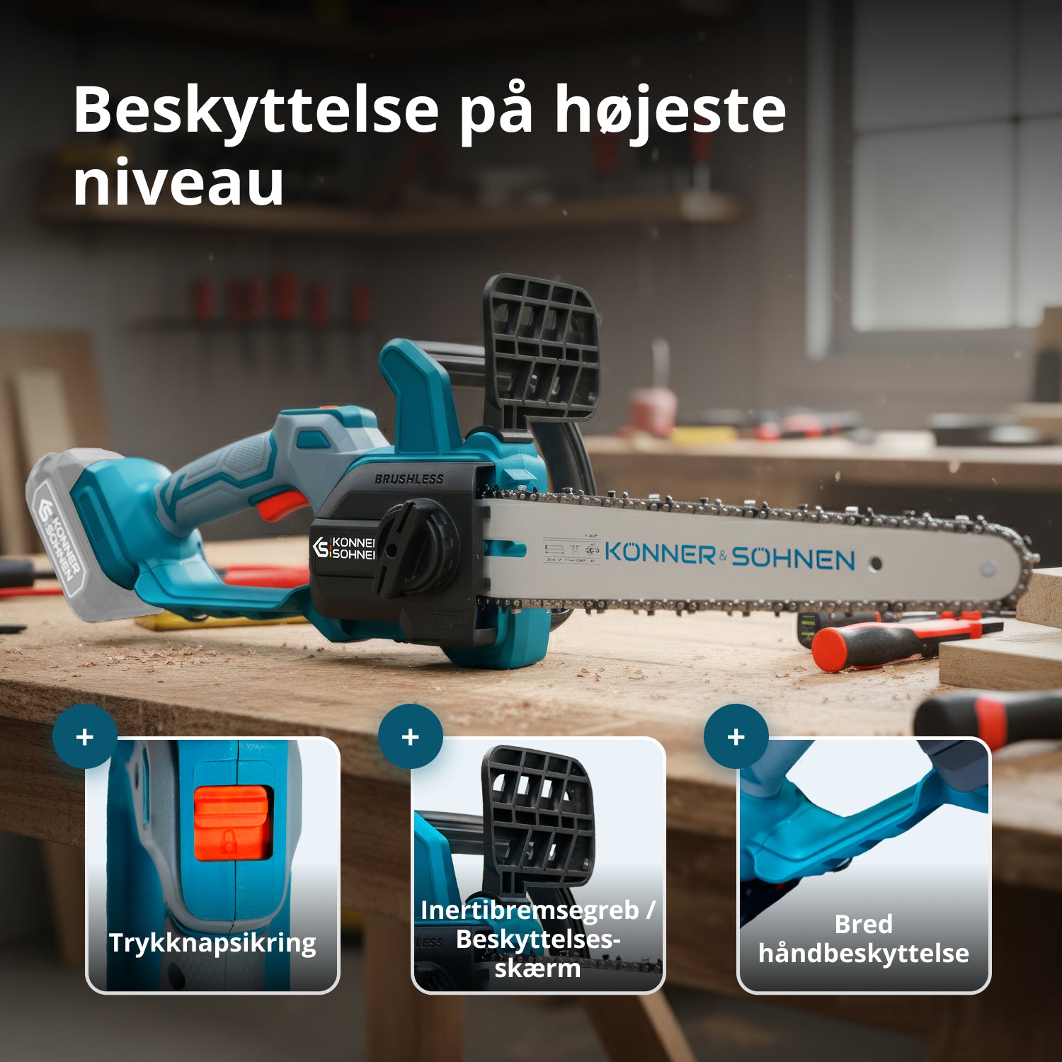 Ledningsfri Mini Kædesav KS MCS20V-12 SÆT