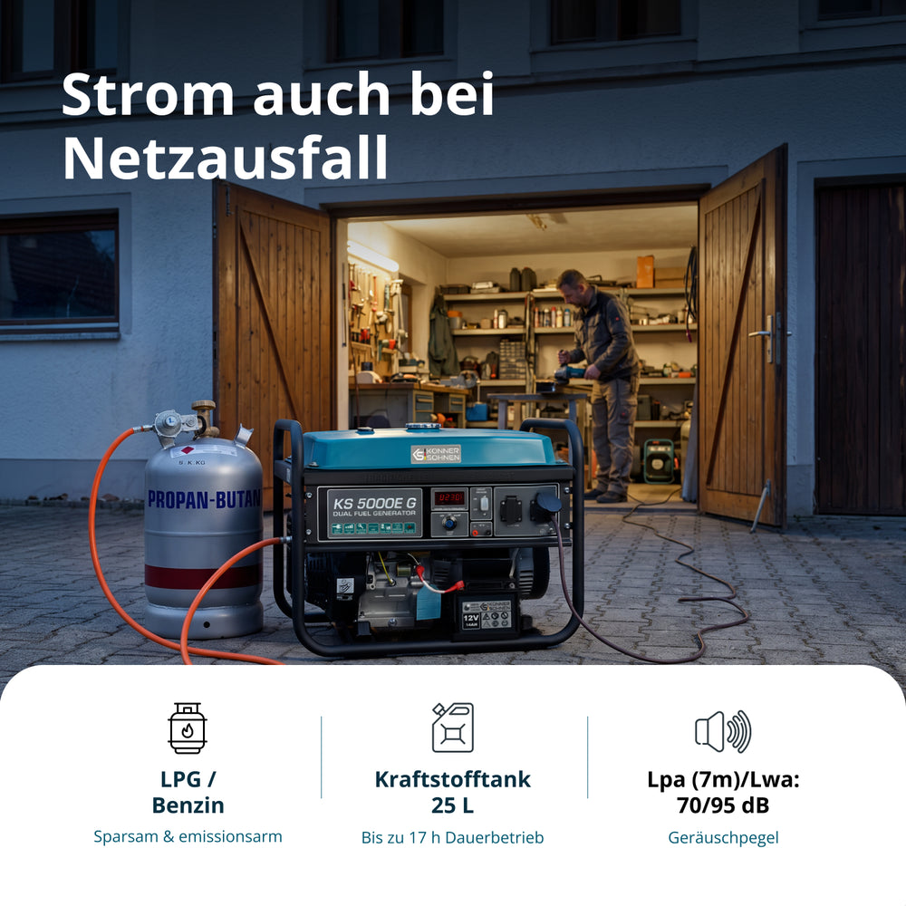 LPG/Benzin-Generator "Könner & Söhnen" KS 5000E G