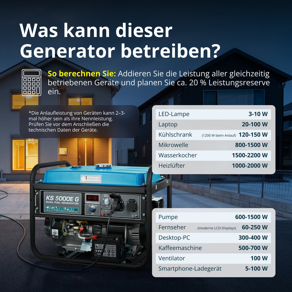 LPG/Benzin-Generator "Könner & Söhnen" KS 5000E G