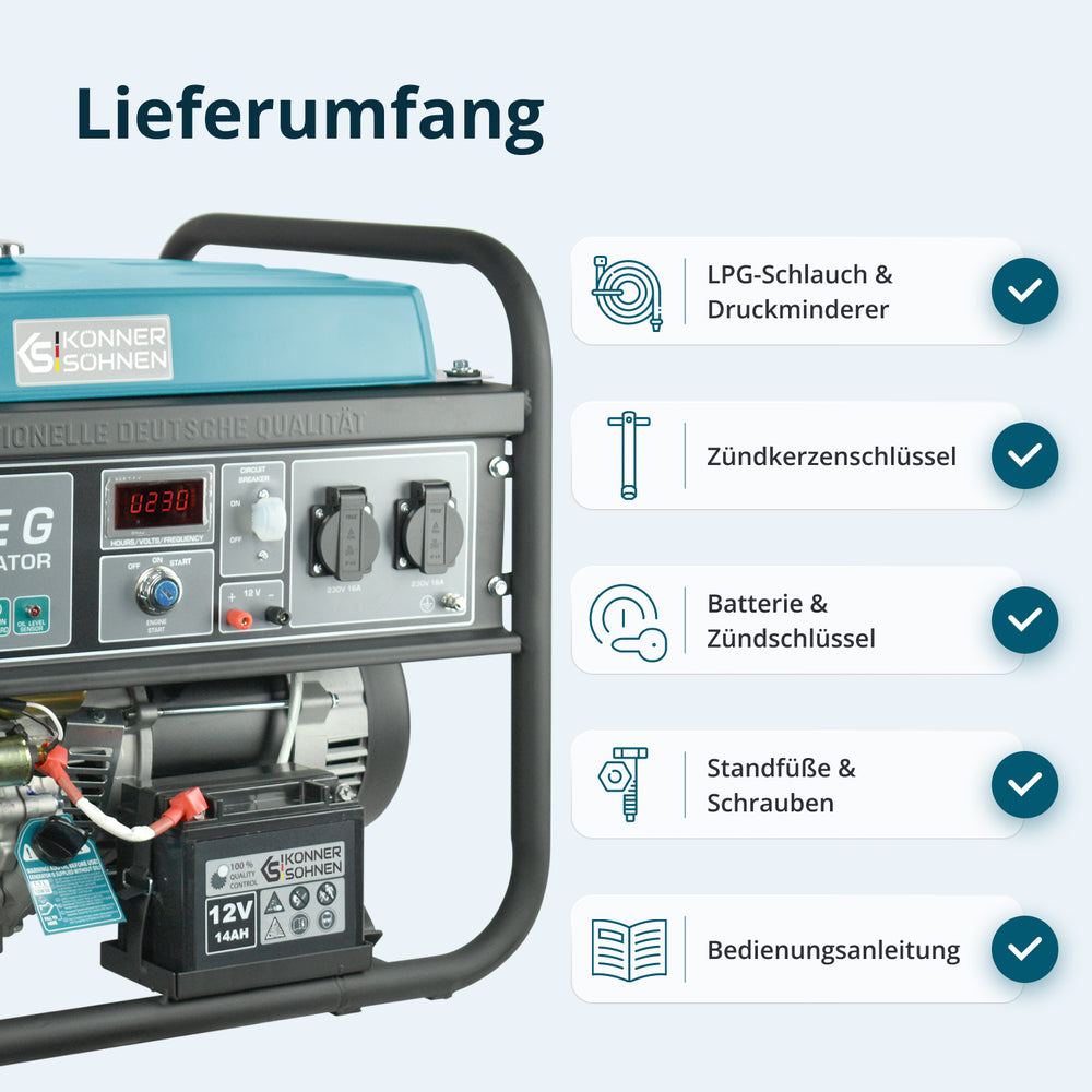 LPG/Benzin-Generator "Könner & Söhnen" KS 5000E G