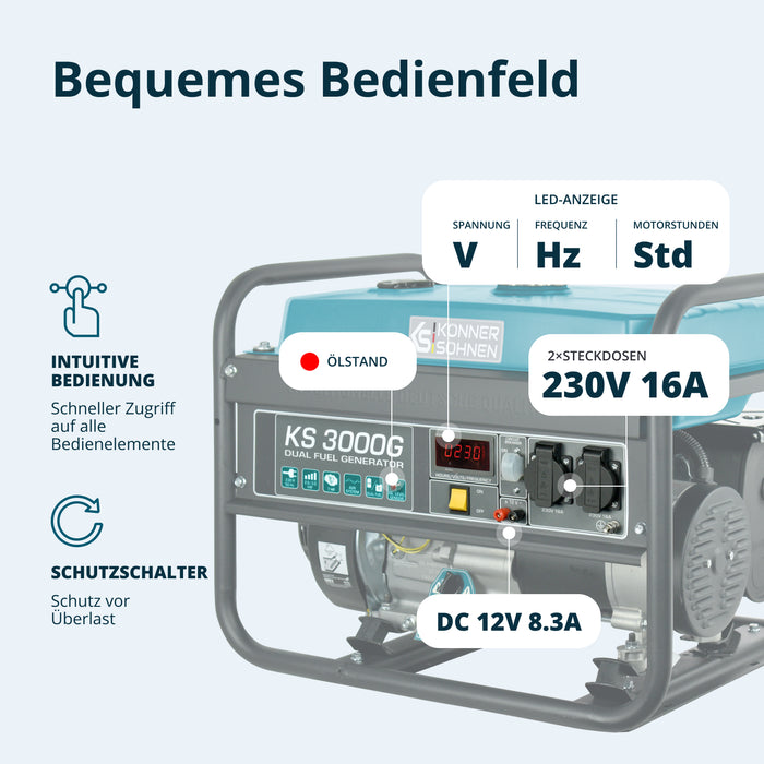 LPG/Benzin-Generator "Könner & Söhnen" KS 3000G (B-Ware Hervorragend)