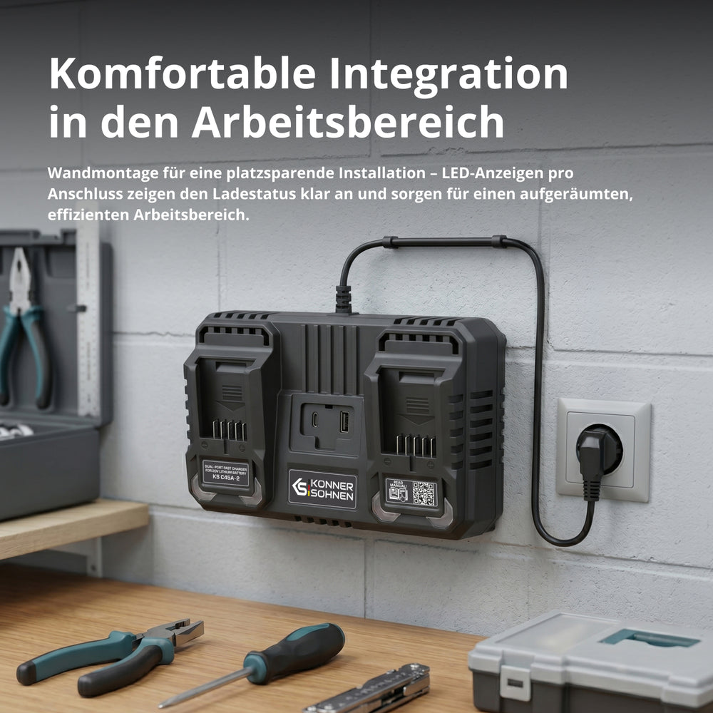 Doppel-Ladegerät für Akkubatterien 20 V KS C45A-2
