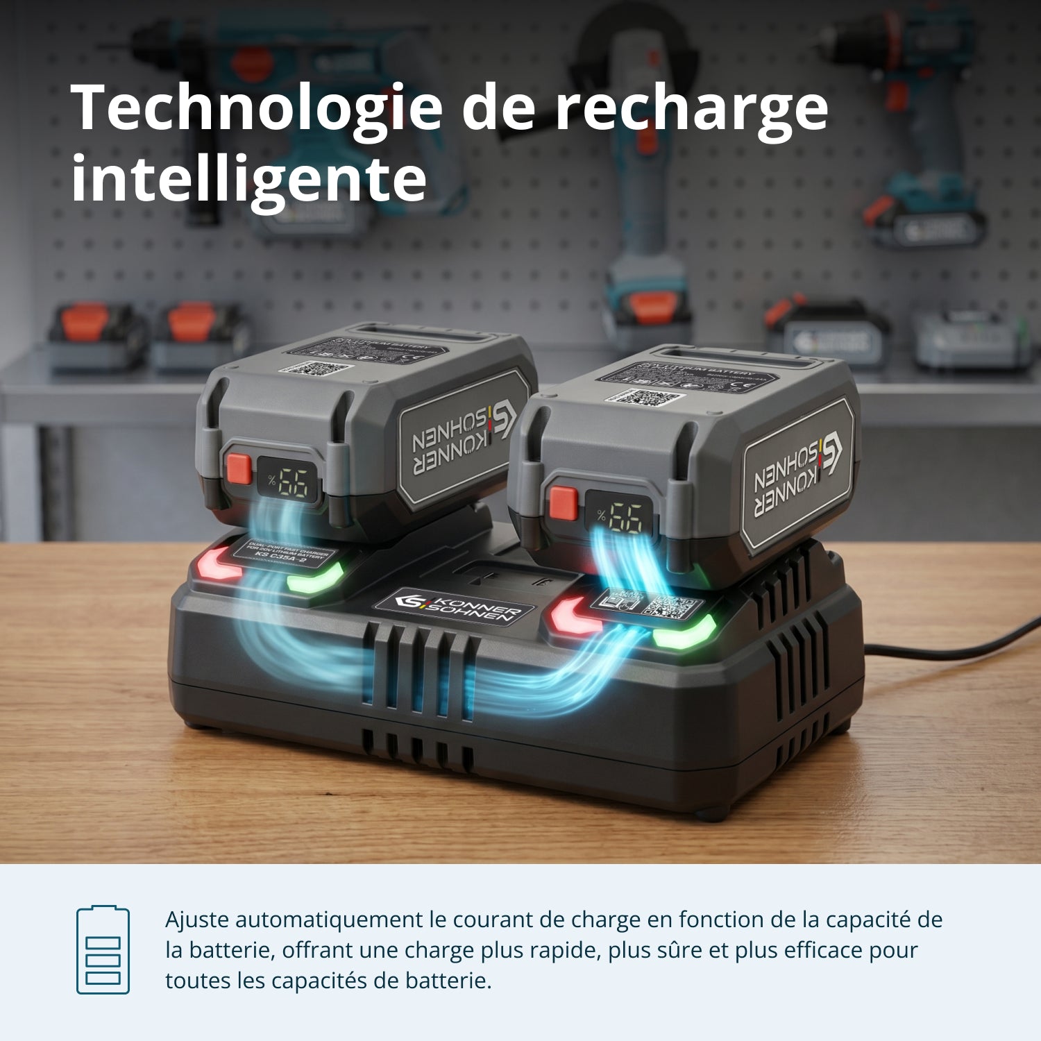 Chargeur double pour batteries rechargeables 20V KS C35A-2