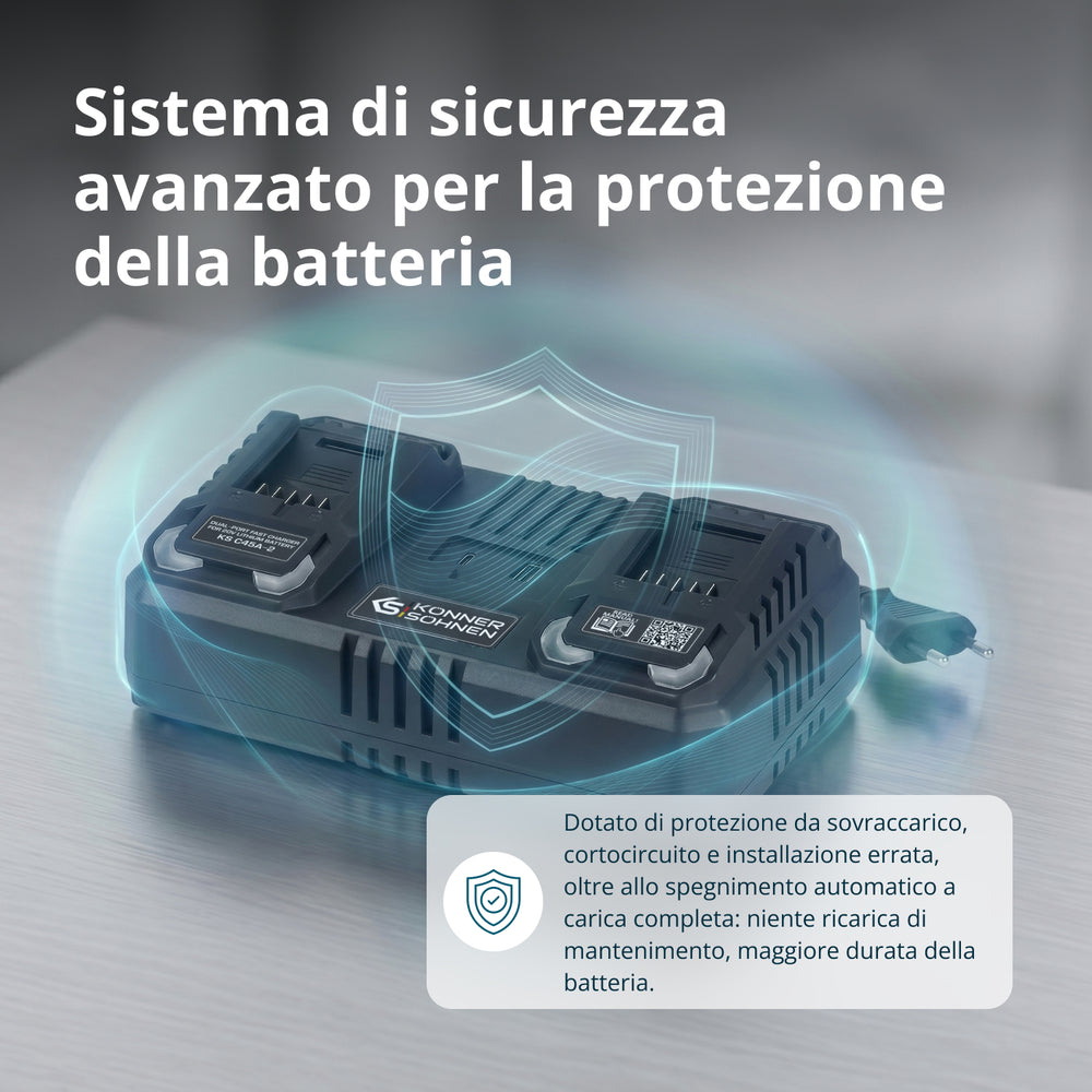 Caricabatterie doppio per batterie ricaricabili 20V KS C45A-2