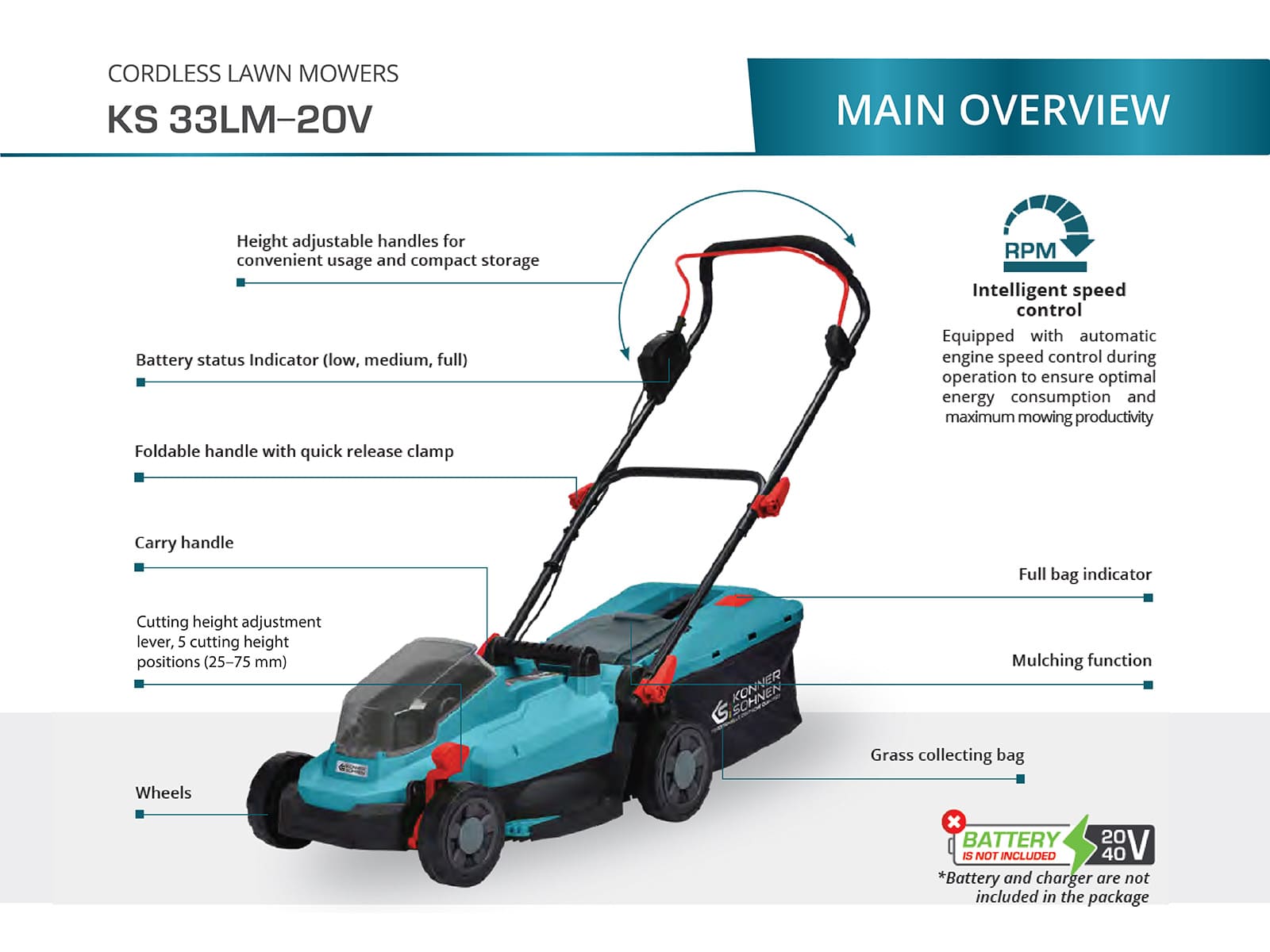 Cordless lawn mower KS 33LM-20V