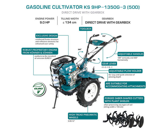 Benzines kapálógép KS 9HP-1350G-3 (500)
