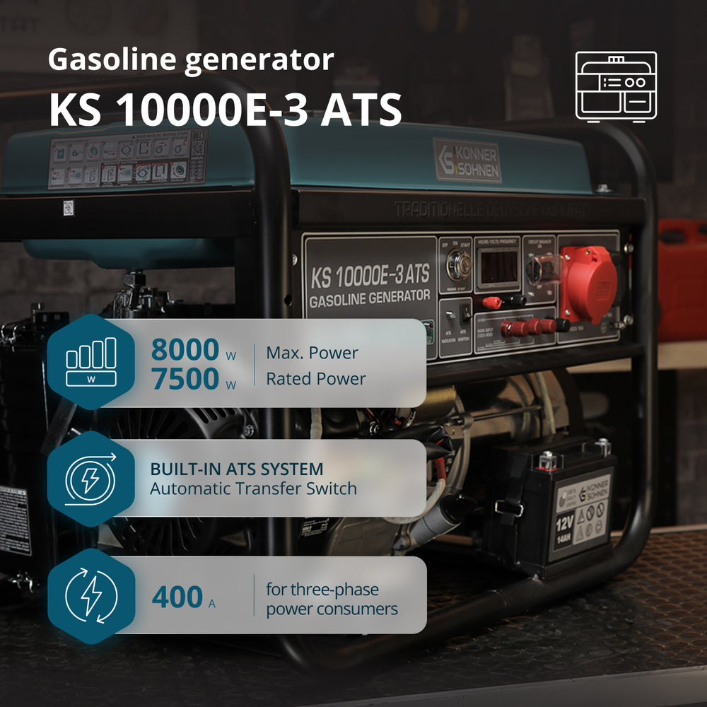 Bensiinikäyttöinen generaattori 'Könner & Söhnen' KS 10000E-3 ATS