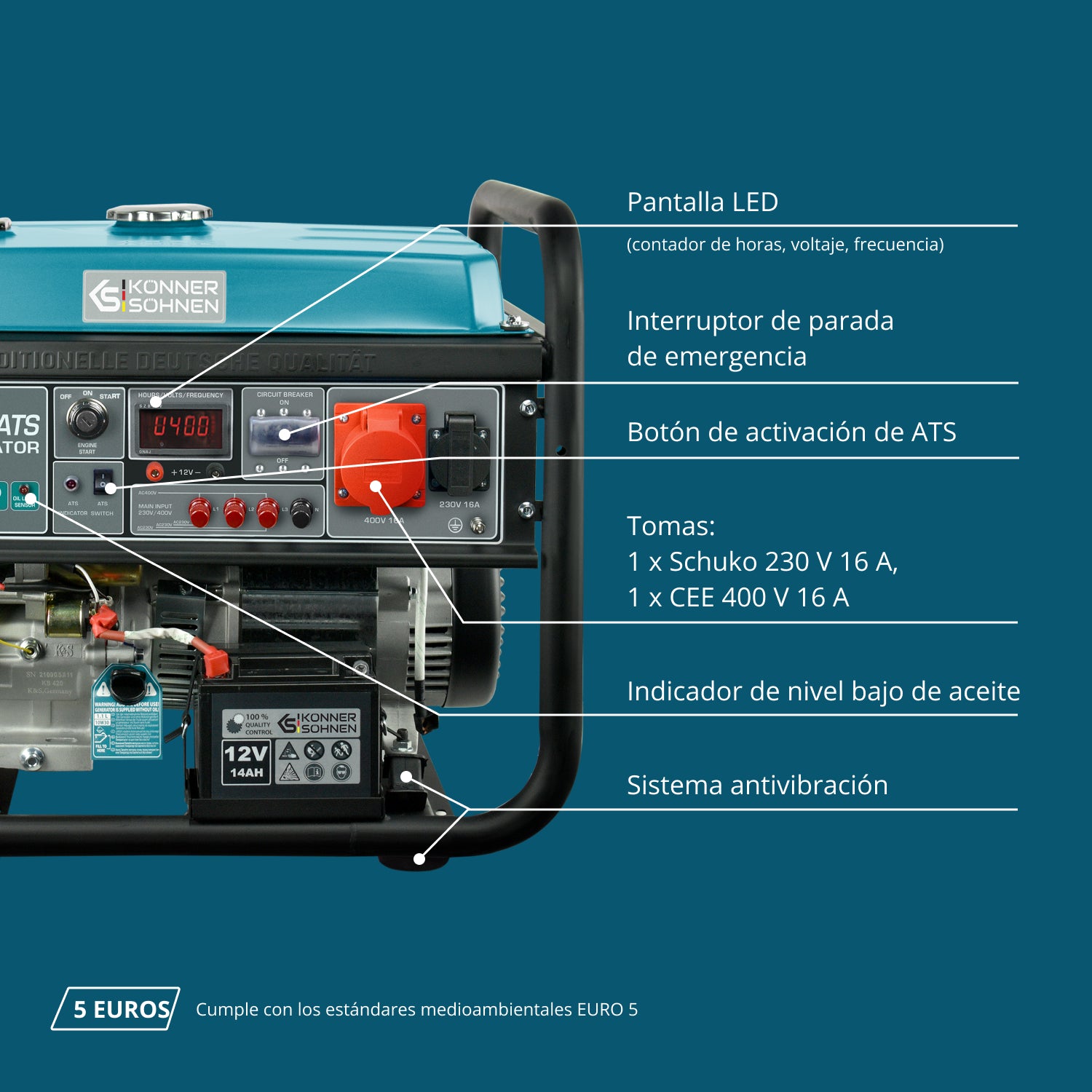 Generador de gasolina "Könner & Söhnen" KS 10000E-3 ATS