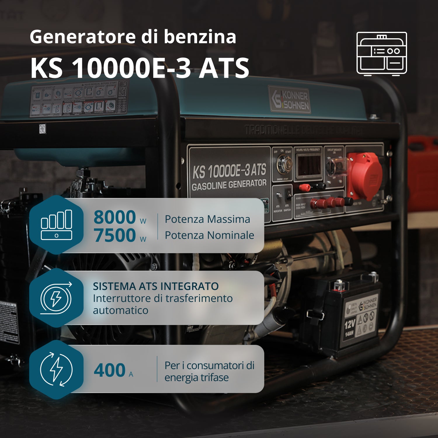 Generatore a benzina "Könner & Söhnen" KS 10000E-3 ATS