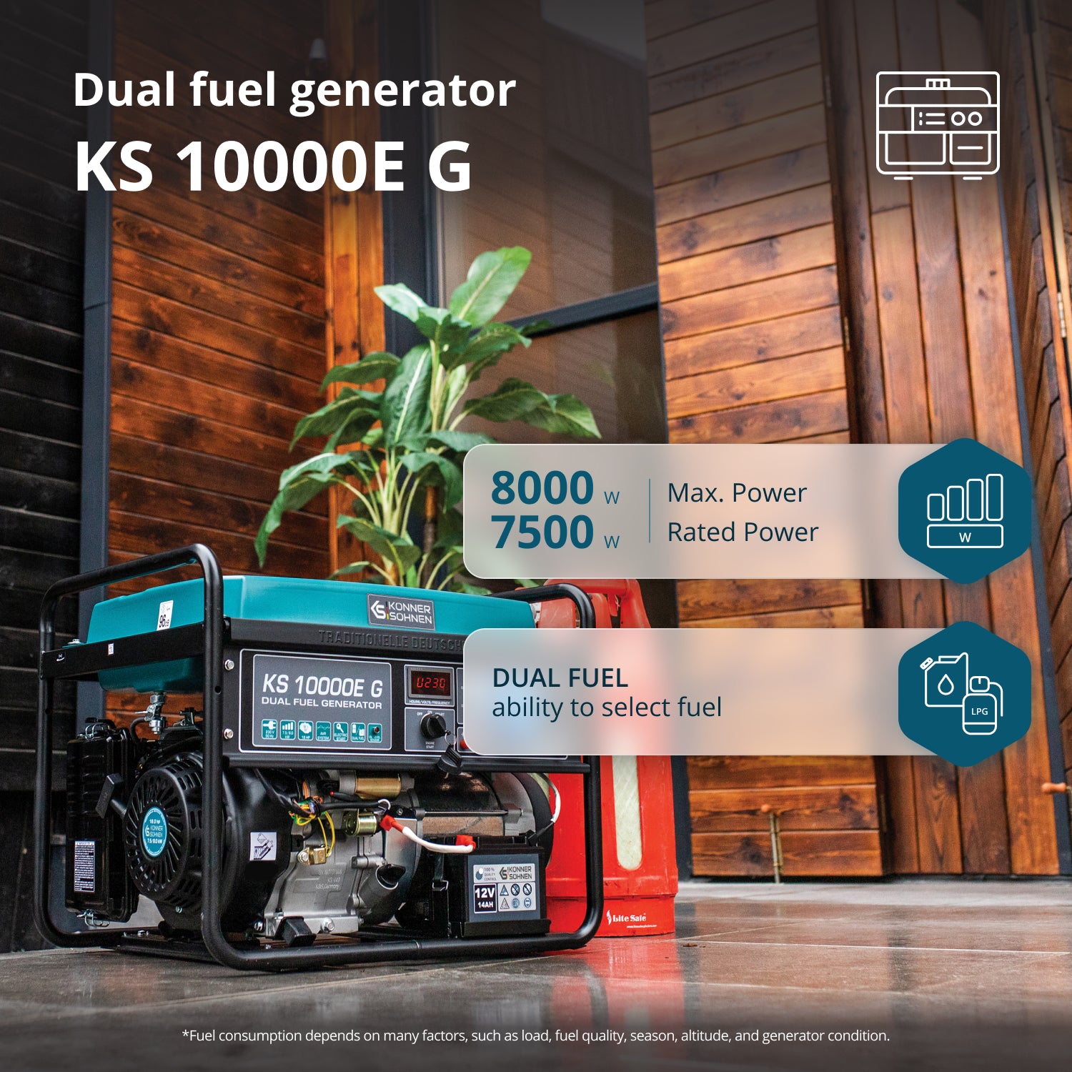 Gerador a GPL/Gasolina 'Könner & Söhnen' KS 10000E G