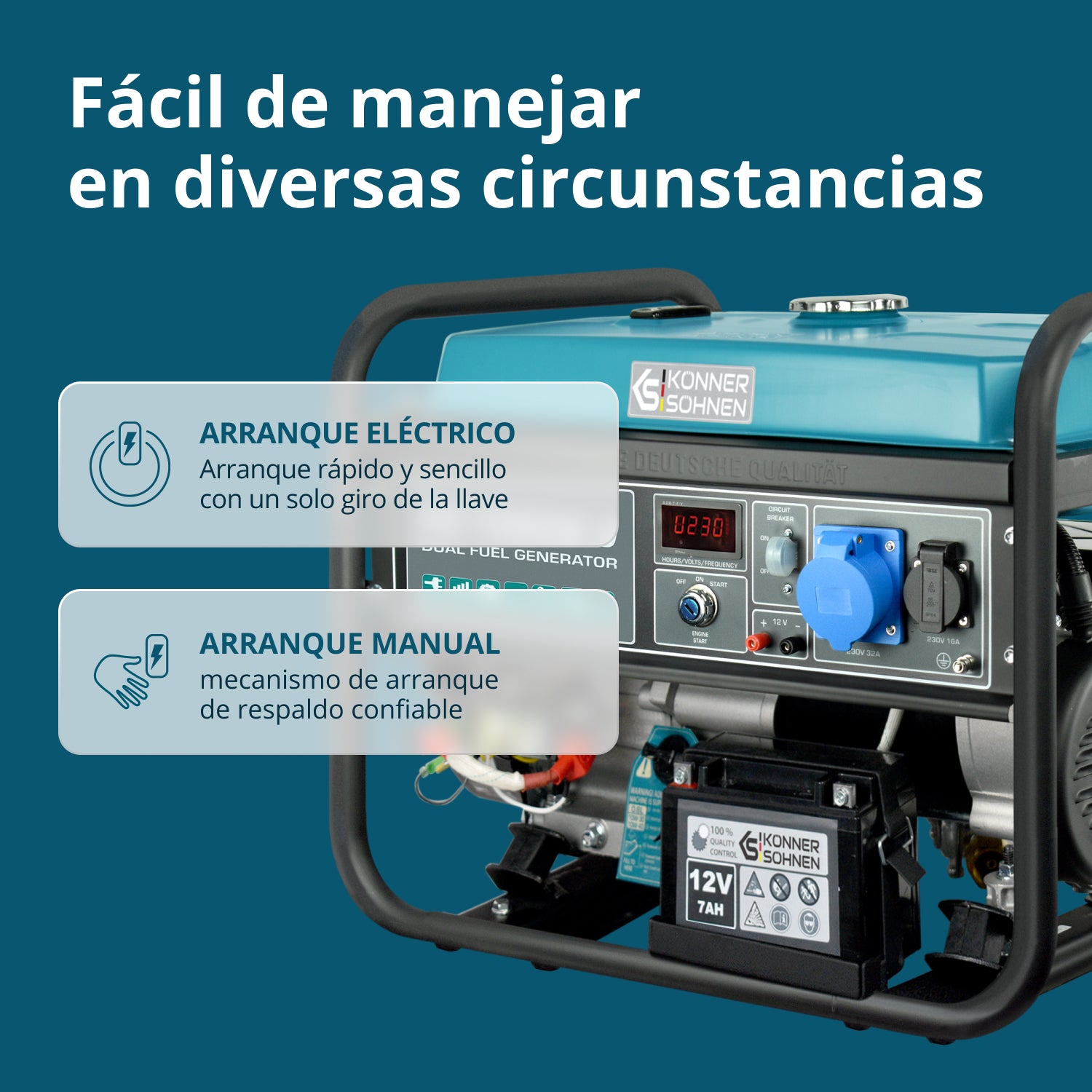 Generador híbrido de gasolina y gas "Könner & Söhnen" KS 10000E G