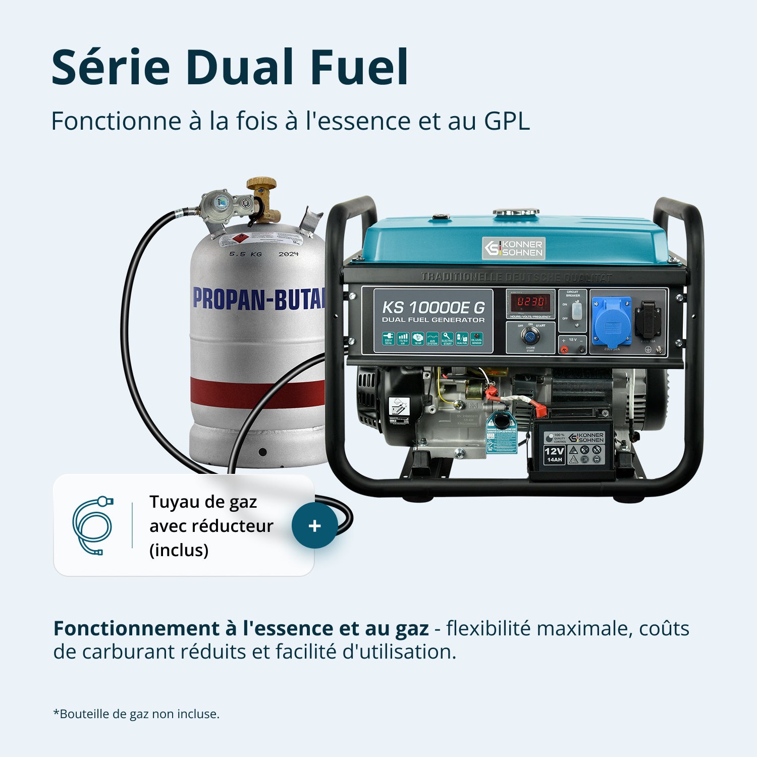 Groupe électrogène à essence/gaz "Könner & Söhnen" KS 10000E G