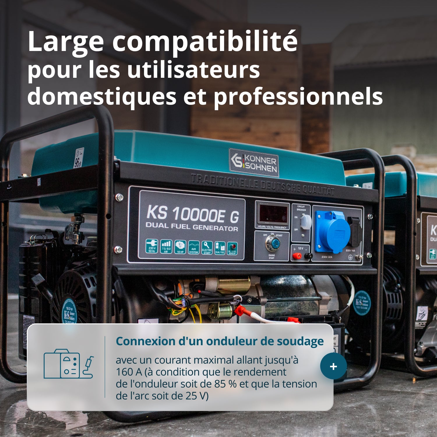 Groupe électrogène à essence/gaz "Könner & Söhnen" KS 10000E G