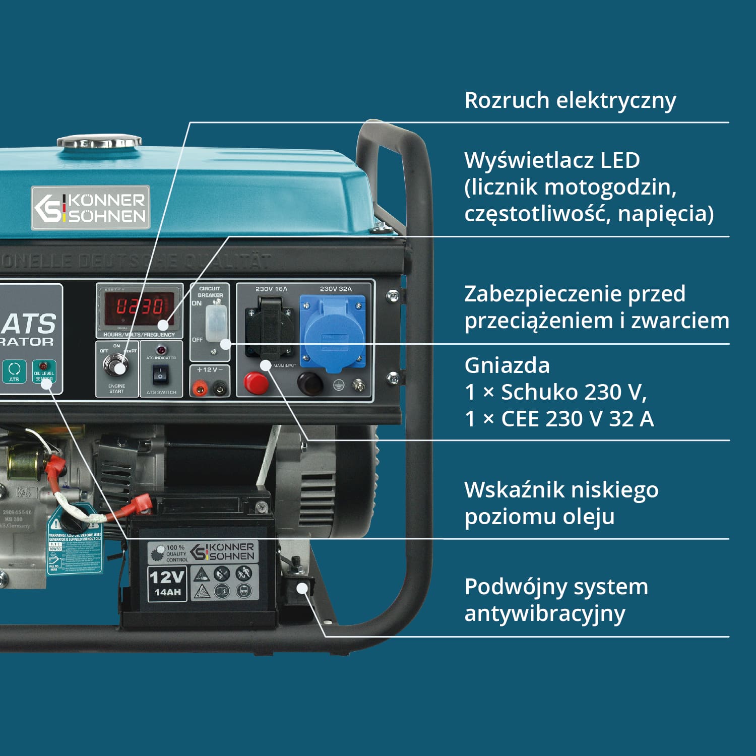 Generator benzynowy „Könner & Söhnen” KS 7000E ATS