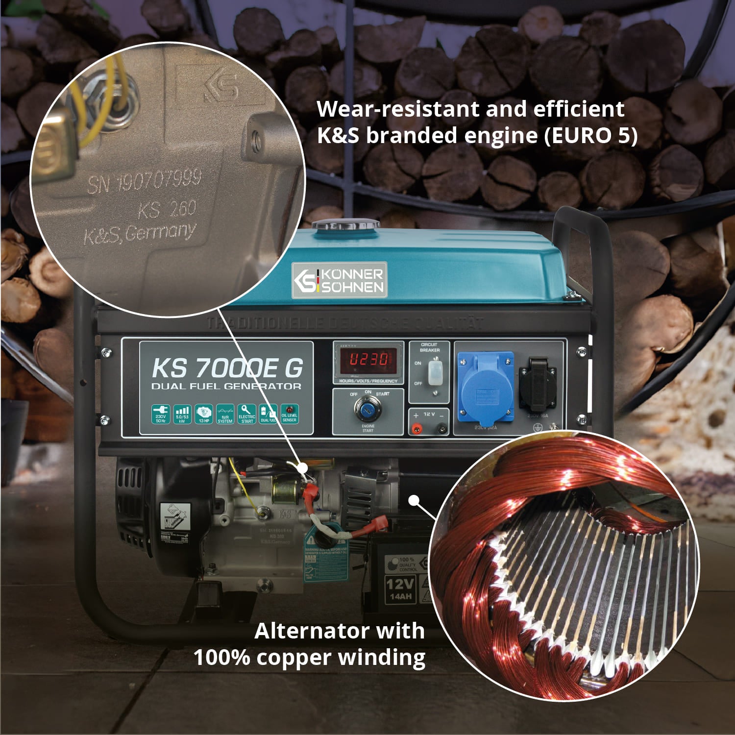 LPG/Gasoline Generator "Könner & Söhnen" KS 7000E G