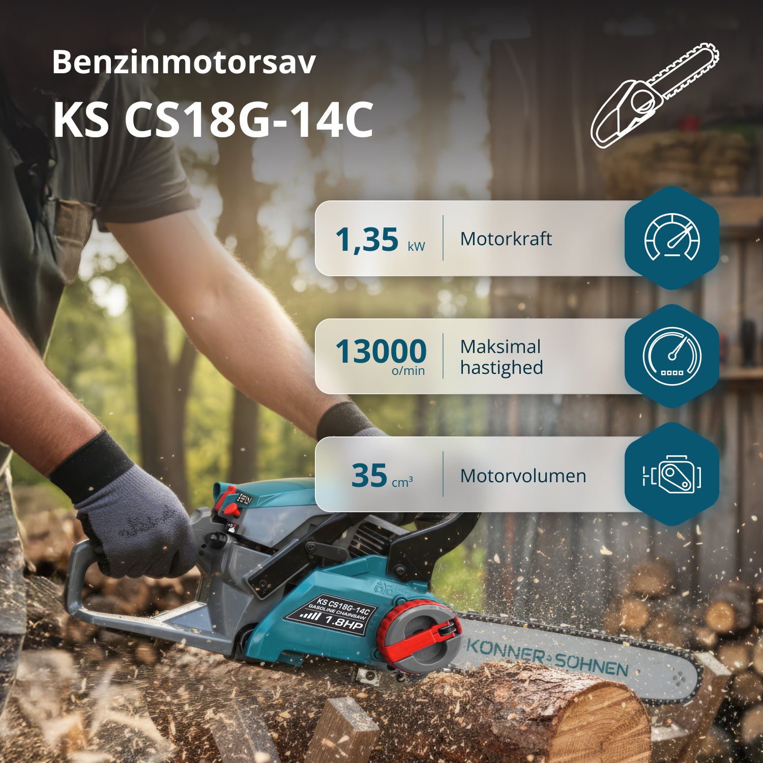 Benzinmotorsav KS CS18G-14C