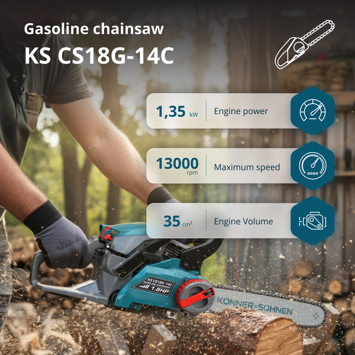 Bensindriven motorsåg KS CS18G-14C