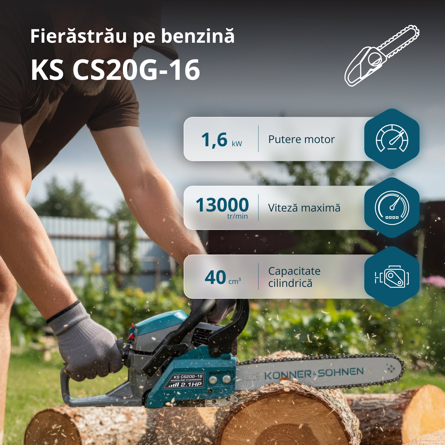 Benzínová motorová pila KS CS20G-16