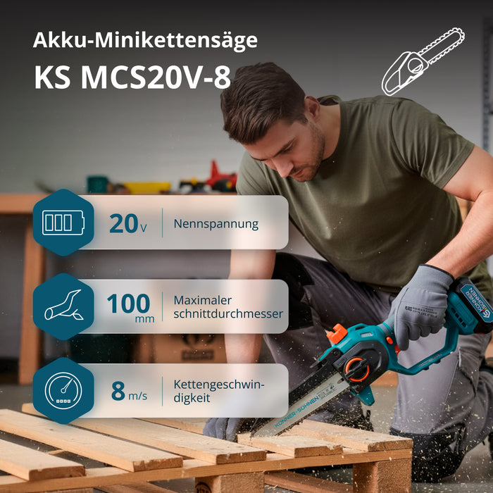 Akku-Mini-Kettensäge KS MCS20V-8