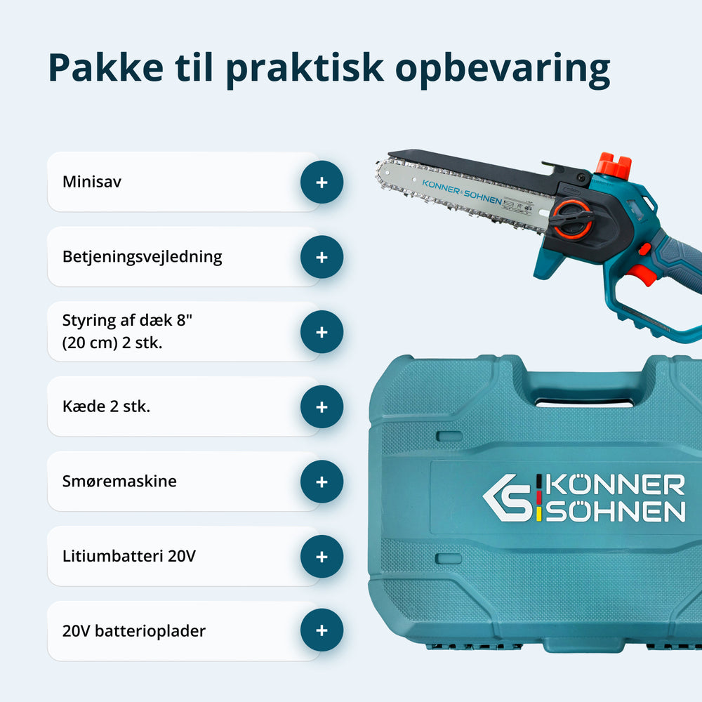Ledningsfri Mini Kædesav KS MCS20V-8 CASE PLUS