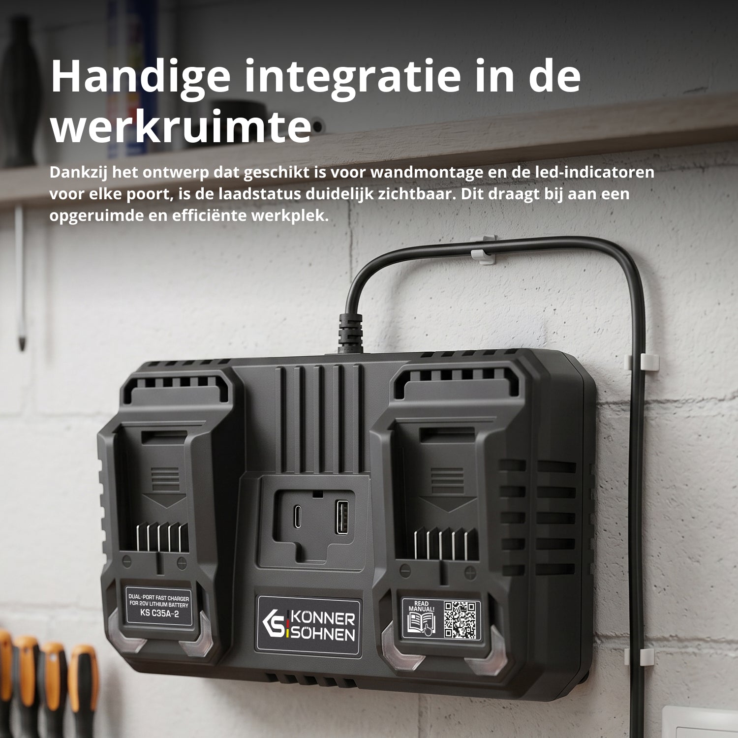 Dubbele oplader voor 20V oplaadbare batterijen KS C35A-2
