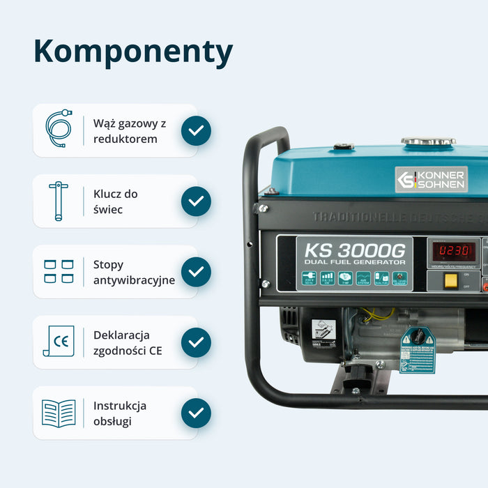 Generator LPG/Benzyna „Könner & Söhnen” KS 3000G (Odnowiony – stan idealny)