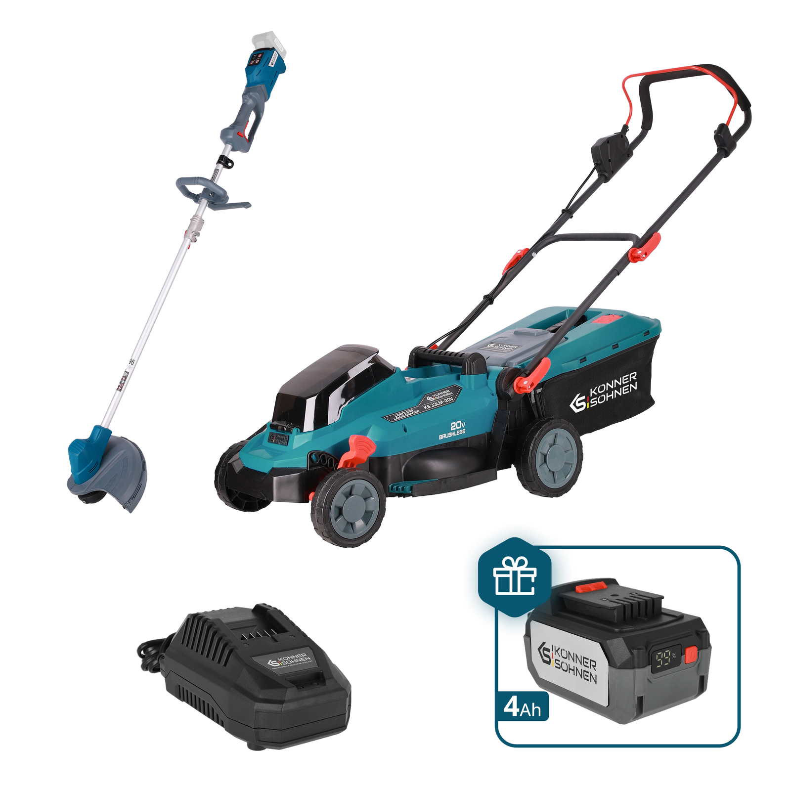 Промоционален комплект за грижа за тревни площи KS 33LM-BCT20V-SET